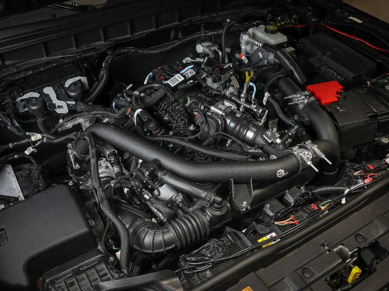 aFe 21-22 Ford Bronco V6-2.7Ltt BladeRunner 2.75in Alum Cold Charge Pipe - Black - Side View