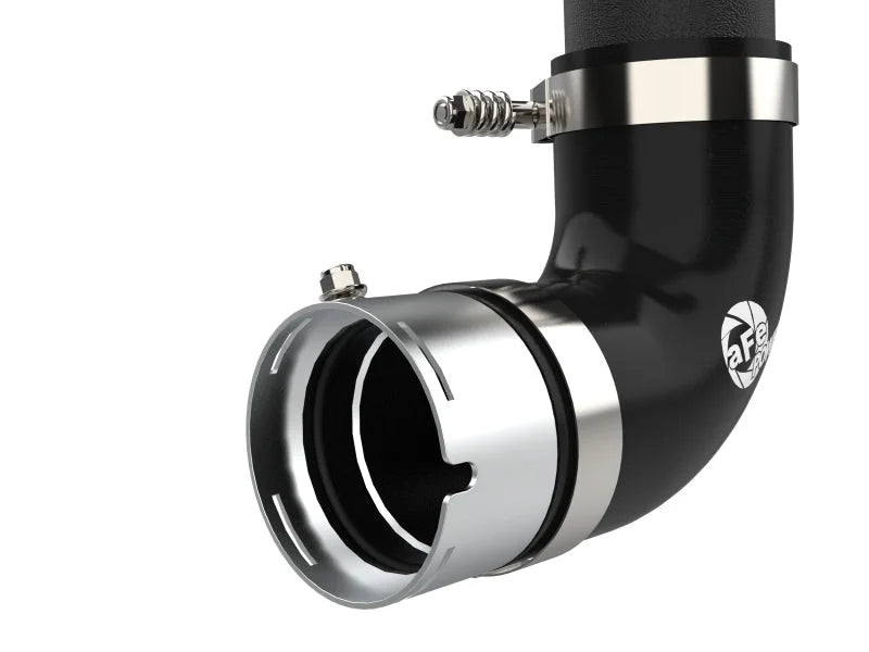 aFe 21-22 Ford Bronco V6-2.7Ltt BladeRunner 2.75in Alum Cold Charge Pipe - Black - Back View