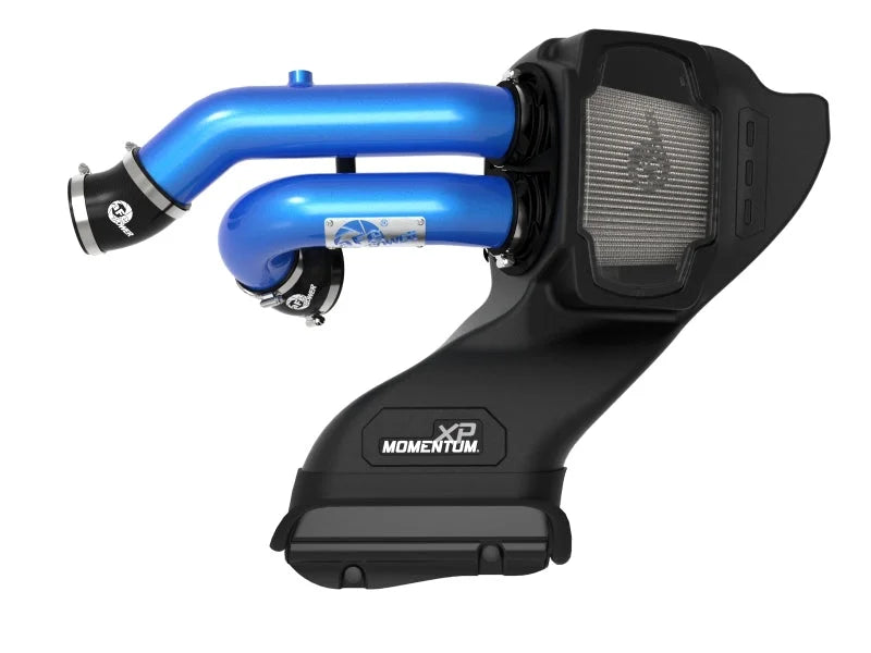 aFe 21-22 Ford F-150 Raptor V6-3.5L(tt) Momentum XP Cold Air Intake System Blue w/ Pro Dry S Filter - Installation View