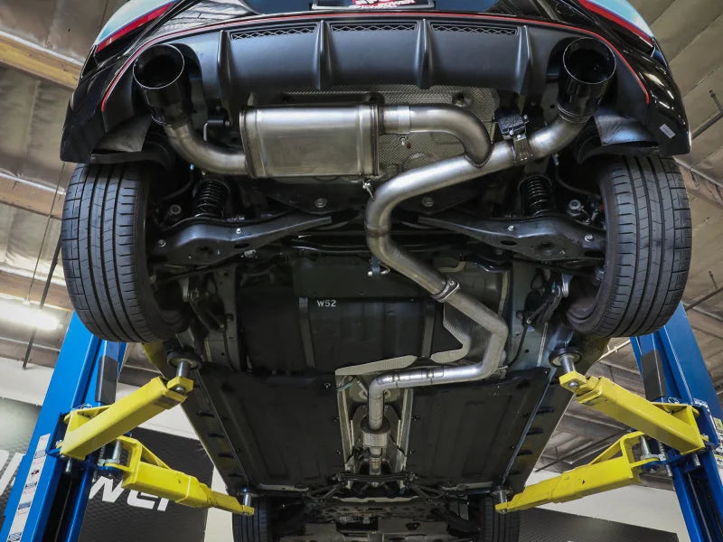 aFe 21-22 Hyundai Veloster N L4-2.0L Takeda 3in 304 SS Axle-Back Exhaust System w/ Black Tip - Installation View