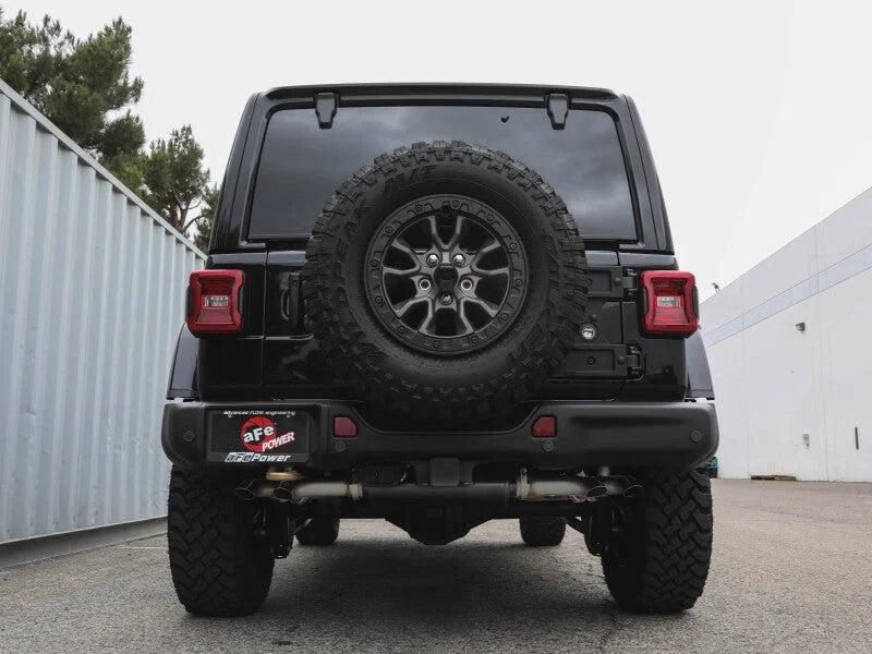 aFe 21-22 Jeep Wrangler JL Vulcan Series Stainless Steel Cat-Back Exhaust System - Back View