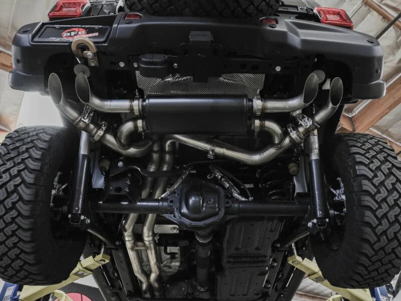 aFe 21-22 Jeep Wrangler JL Vulcan Series Stainless Steel Cat-Back Exhaust System - Installation View