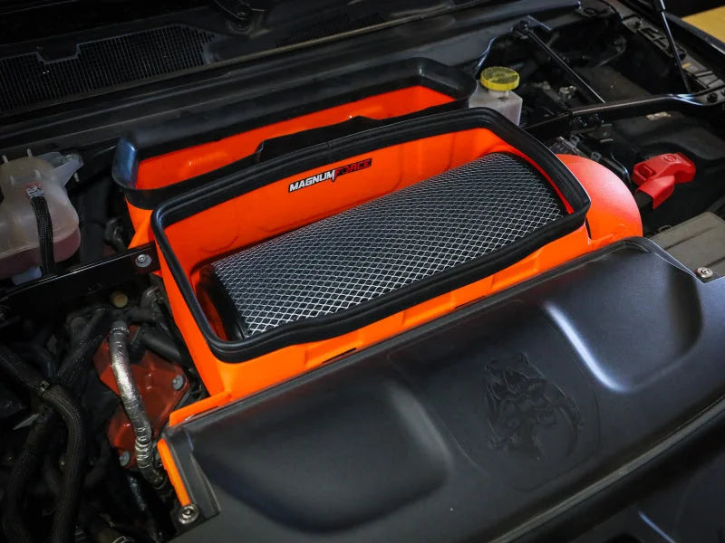 aFe 21-23 RAM 1500 TRX V8-6.2L SC Magnum FORCE Stage2 Orange Edition Cold Air Intake System w/Pro 5R - Side View