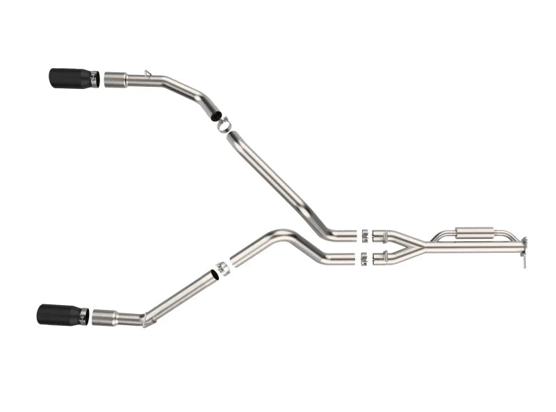 aFe 21-24 Ford F-150 Vulcan Series 3 IN to 3-1/2 IN Stainless Steel Cat-Back Exhaust System - Black - Side View