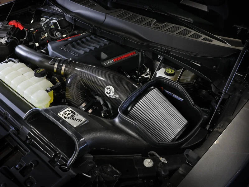 aFe 21-24 Ford F150 Raptor Track Series Carbon Fiber Cold Air Intake System w/ Pro DRY S Filter - Side View