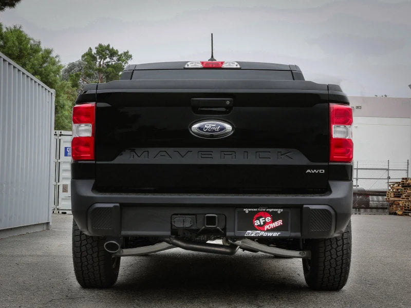 aFe 22-23 Ford Maverick EcoBoost L4 2.0L(t) Vulcan Series 2-1/2in 304 SS Cat-Back w/ Black Tip - Back View