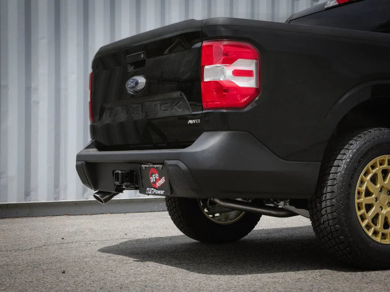 aFe 22-23 Ford Maverick EcoBoost L4 2.0L(t) Vulcan Series 2-1/2in 304 SS Cat-Back w/ Polished Tip - Back View