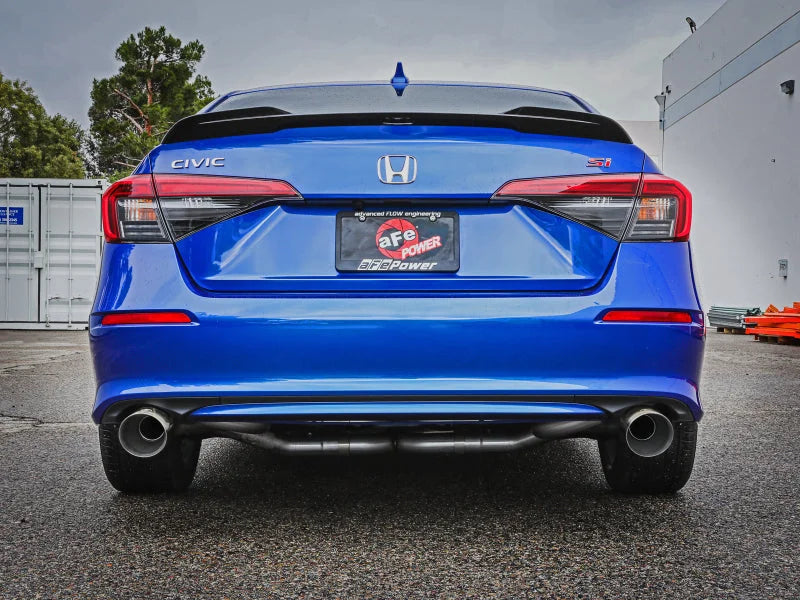 aFe 22-23 Honda Civic Si L4 1.5L (t) Takeda 2.5in to 3in 304 SS Cat-Back Exhaust w/ Polished Tips - Back View