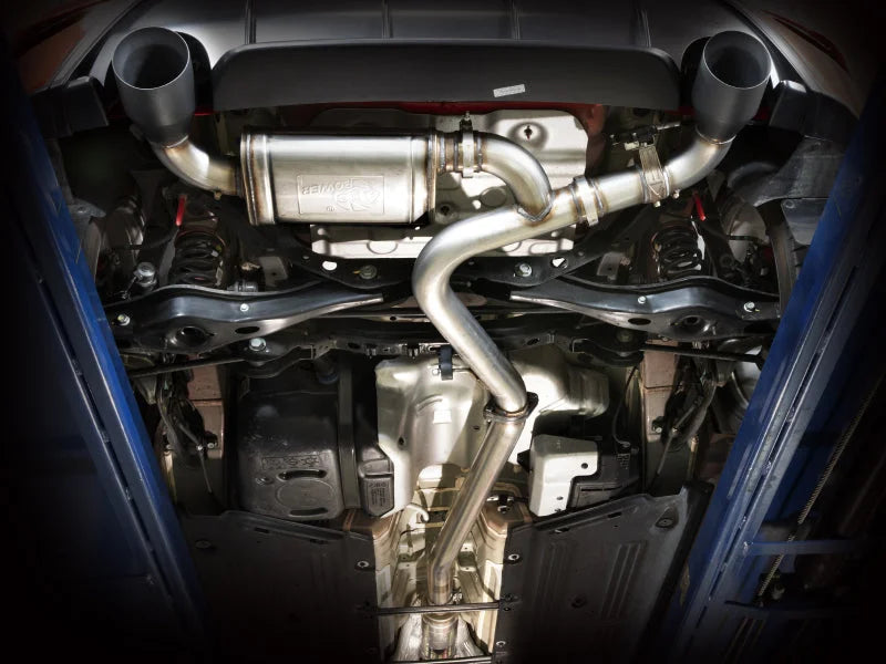 aFe 22-23 Hyundai Kona N L4 2.0L (t) Takeda 3in SS Axle-Back Exhaust System w/ Black Tips - Back View