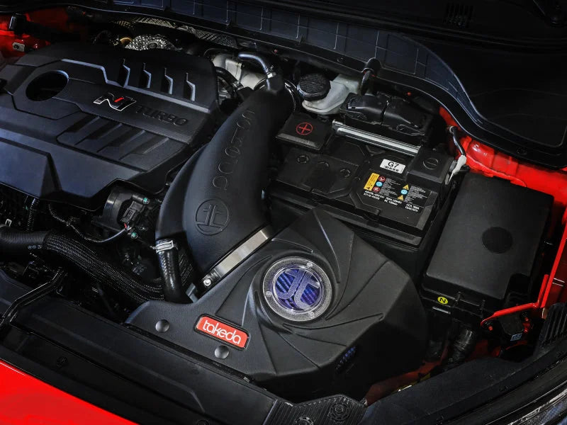 aFe 22-23 Hyundai Kona N L4 2.0L(t) Takeda Momentum Cold Air Intake System w/ Pro 5R Filter - Side View