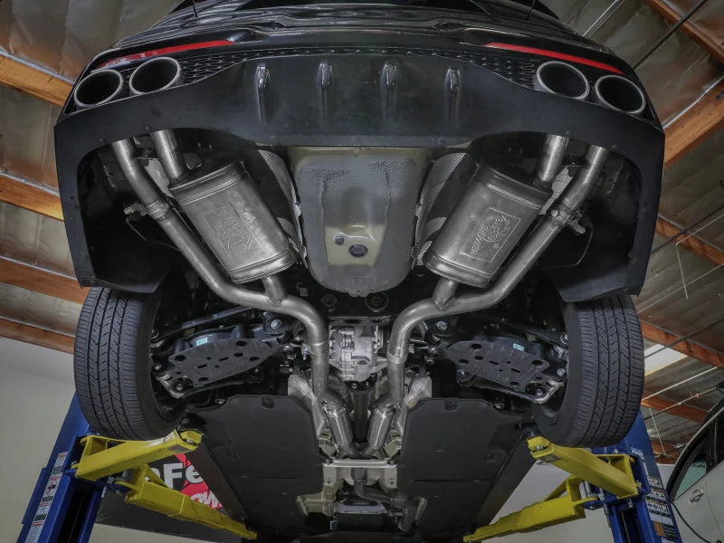 aFe 22-23 Kia Stinger L4-2.5L Turbo Gemini XV 3in to Dual 2-1/2in Cat-Back Exhaust System w/ Cut-Out - Back View
