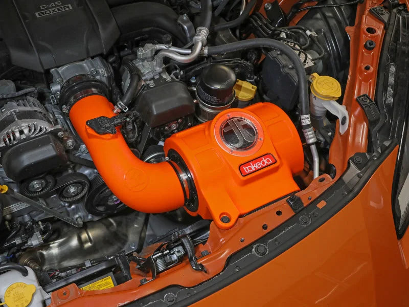 aFe 22-23 Toyota GR86 / Subaru BRZ Takeda Momentum Pro 5R Orange Edition Cold Air Intake System - Side View