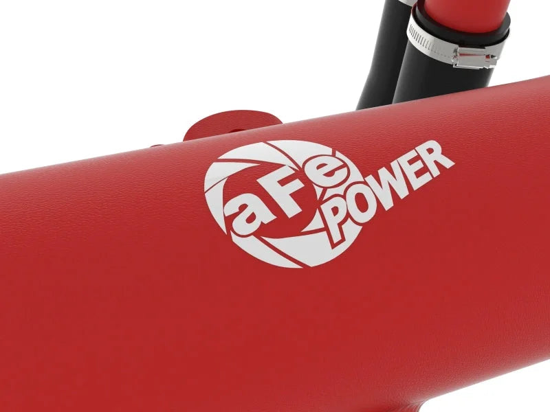 aFe 22-24 Ford Bronco Raptor BladeRunner Aluminum Hot and Cold Charge Pipe Kit Red - Back View