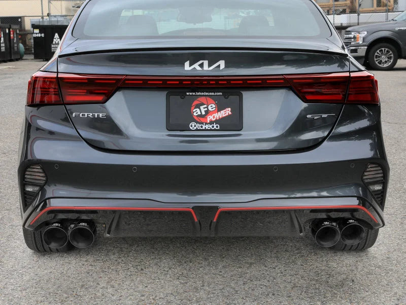 aFe 22-24 Kia Forte GT 1.6L 3in-2.5in 304 Stainless Steel Axle-Back Exhaust w/ Black Tips - Back View
