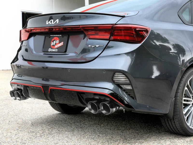 aFe 22-24 Kia Forte GT 1.6L 3in-2.5in 304 Stainless Steel Axle-Back Exhaust w/ Polished Tips - Back View