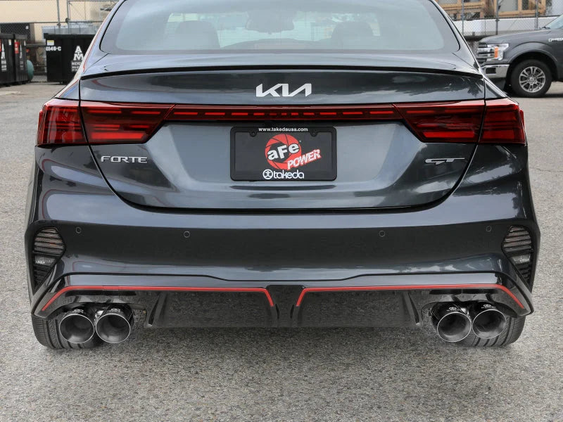 aFe 22-24 Kia Forte GT 1.6L 3in-2.5in 304 Stainless Steel Axle-Back Exhaust w/ Polished Tips - Installation View