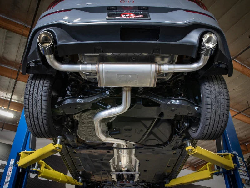 aFe 22-24 Volkswagen GTI MACH Force-Xp 3 to 2-1/2 IN Stainless Steel Cat-Back Exhaust w/Carbon Tips - Back View