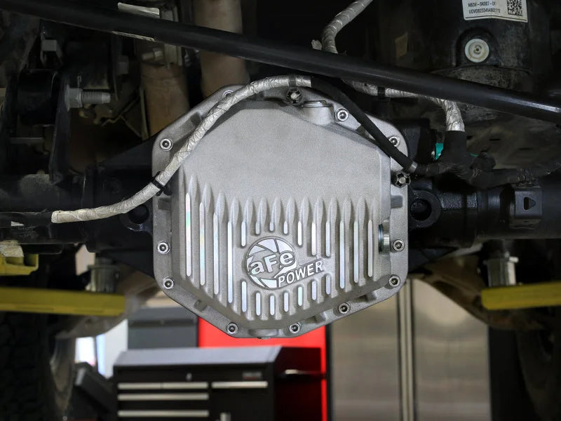aFe 22-25 Ford Bronco Raptor V6 Rear Diff Cover - Raw w/ Machined Fins - Side View