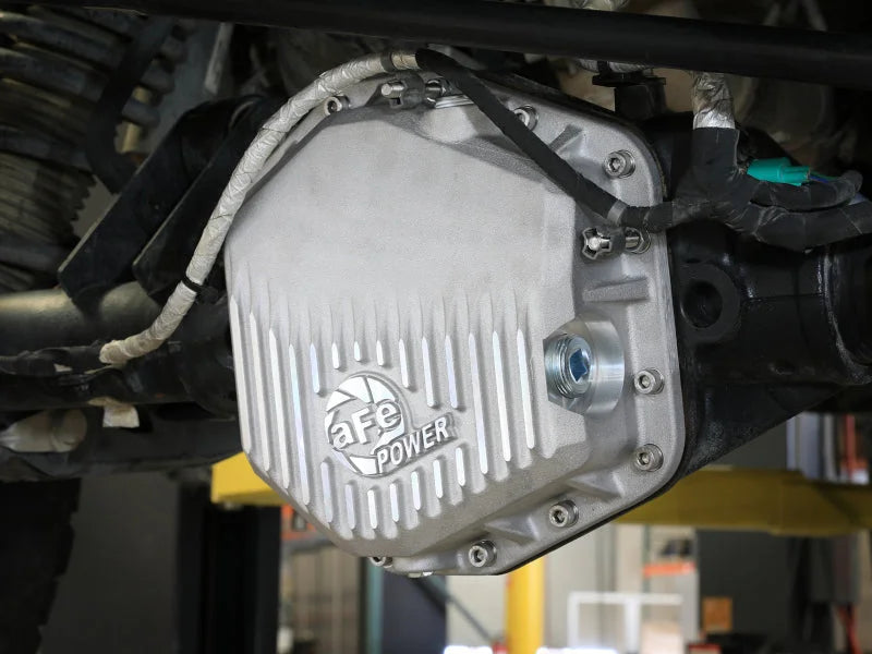 aFe 22-25 Ford Bronco Raptor V6 Rear Diff Cover - Raw w/ Machined Fins - Back View