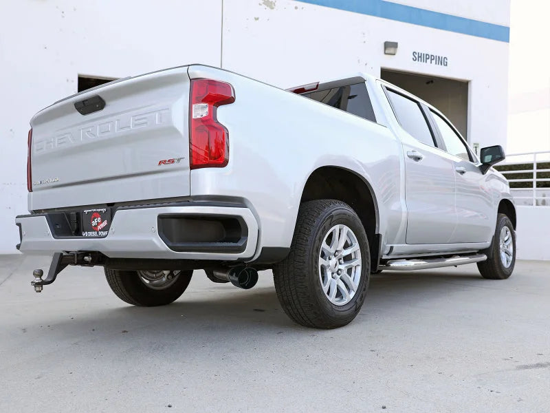 aFe 23-23 GM Trucks L6-3.0L (td) LZ0 Large Bore-HD 3 IN 409 SS Back Exhaust System w/Black Tip - Back View