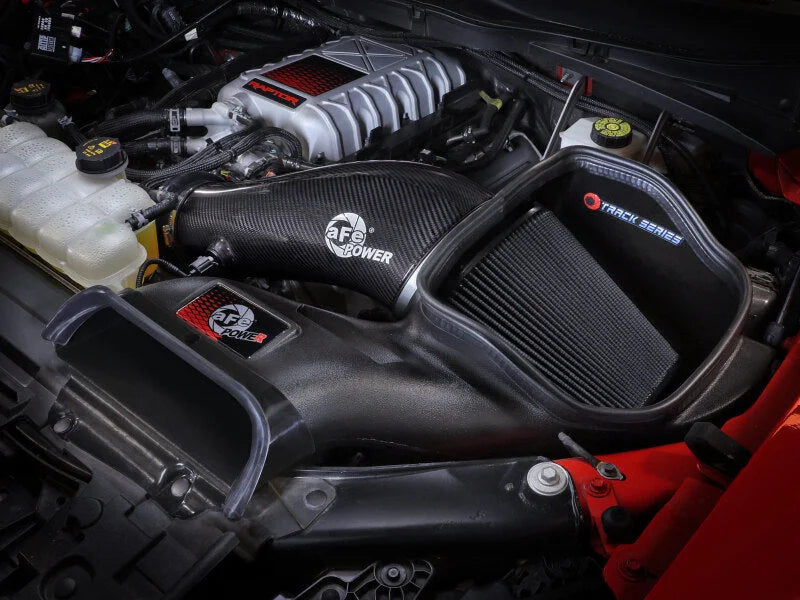 aFe 23-24 Ford F150 Raptor R V8 5.2L Supercharged Track Series Air Intake w/ Black PDS Filter - Side View