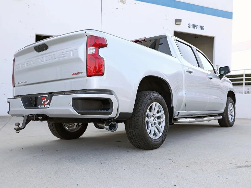 aFe 23-24 GM Trucks L6 Large Bore-HD 3 IN 409 Stainless Steel DPF-Back Exhaust System w/Polished Tip - Side View