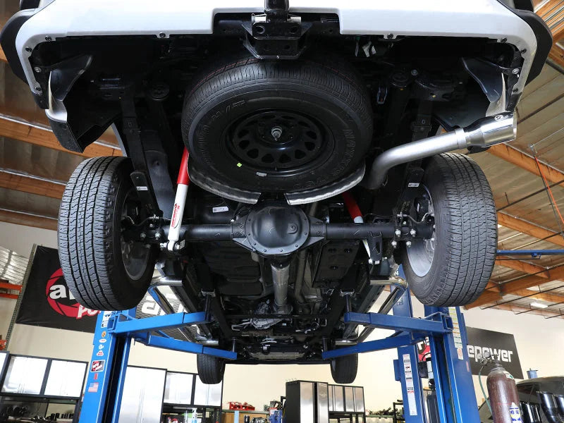aFe 23-24 GM Trucks L6 Large Bore-HD 3 IN 409 Stainless Steel DPF-Back Exhaust System w/Polished Tip - Back View