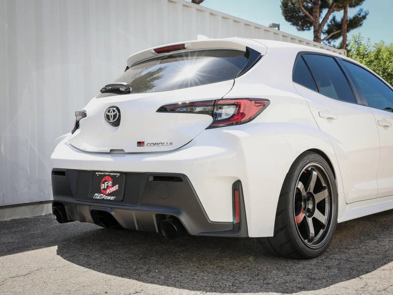 aFe 23-24 Toyota GR Corolla L3 1.6L (t) Gemini XV 3in to 2-1/2in Cat Back Exhaust w/ Black Tips - Back View