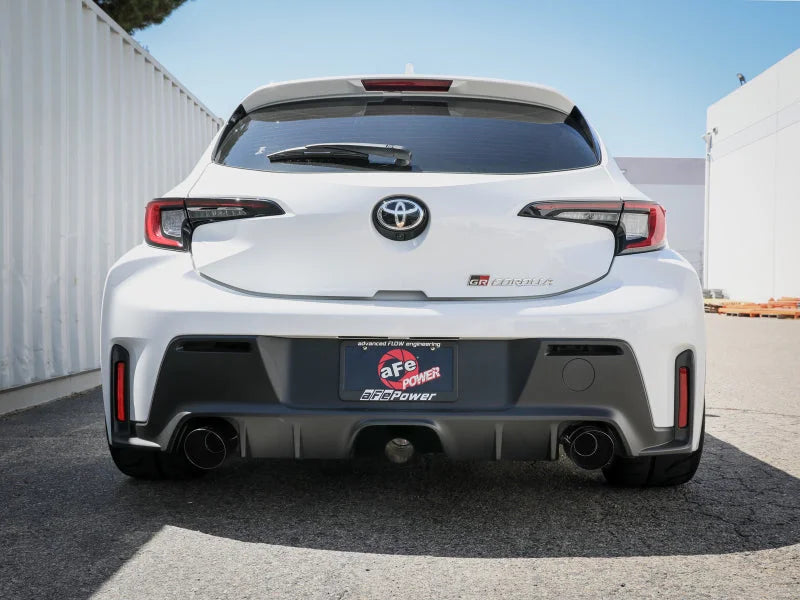 aFe 23-24 Toyota GR Corolla L3 1.6L (t) Gemini XV 3in to 2-1/2in Cat Back Exhaust w/ Black Tips - Installation View