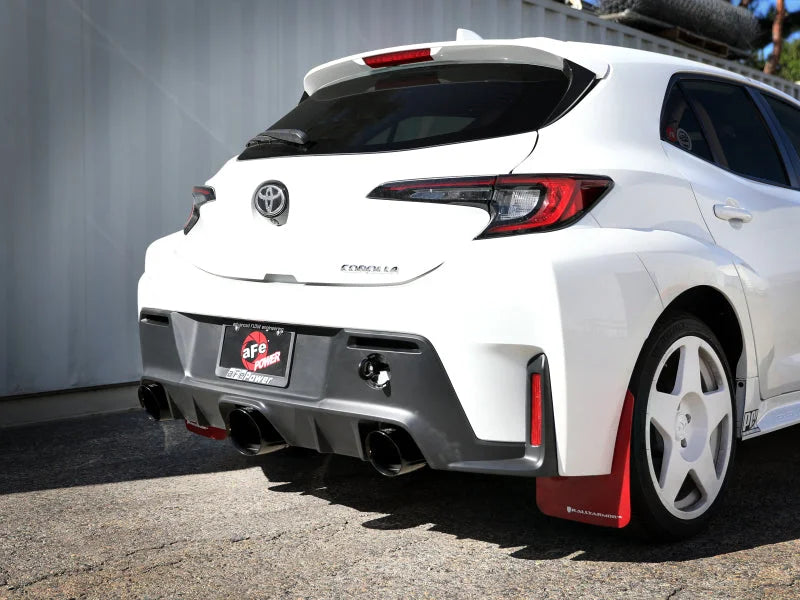 aFe 23-24 Toyota GR Corolla L3 1.6L (t) Gemini XV 3in to 2-1/2in Cat Back Exhaust w/ Black Tips - Side View