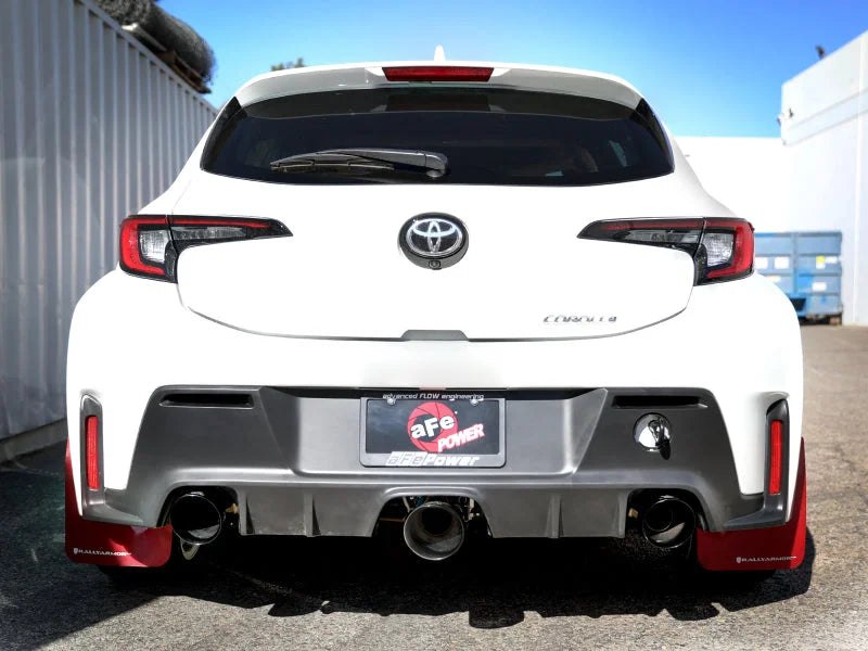aFe 23-24 Toyota GR Corolla L3 1.6L (t) Gemini XV 3in to 2-1/2in Cat Back Exhaust w/ Black Tips - Installation View