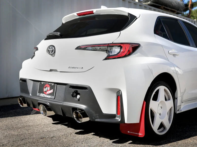 aFe 23-24 Toyota GR Corolla L3 1.6L (t) Gemini XV 3in to 2-1/2in Cat Back Exhaust w/ Polished Tips - Side View