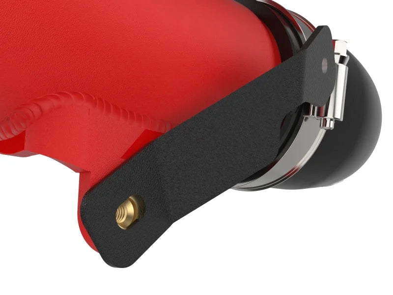 aFe 23-24 Toyota Sequoia V6-3.4L Hybrid BladeRunner 2.5in Aluminum Hot Charge Pipe - Red - Back View