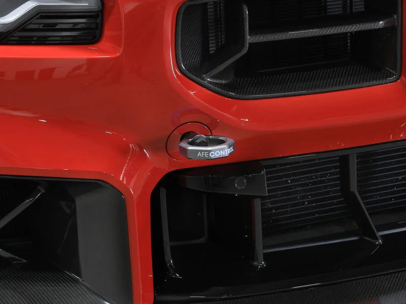 aFe 23-25 BMW M2 (G87) CONTROL Front / Rear Tow Hook - Gray - Installation View