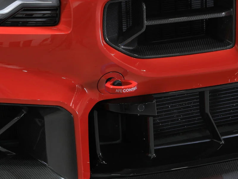 aFe 23-25 BMW M2 (G87) CONTROL Front / Rear Tow Hook - Red - Side View