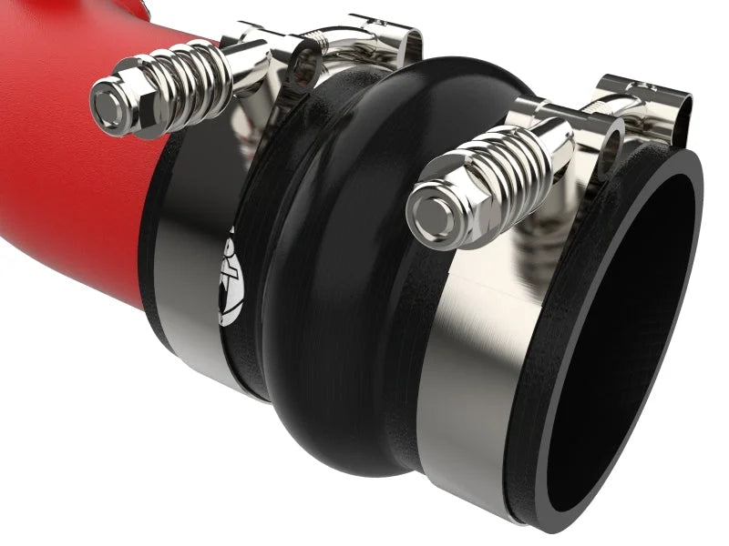 aFe 23-25 Ford F250/F350 Super Duty V8-6.7L BladeRunner Aluminum Hot & Cold Charge Pipe Kit - Red - Installation View
