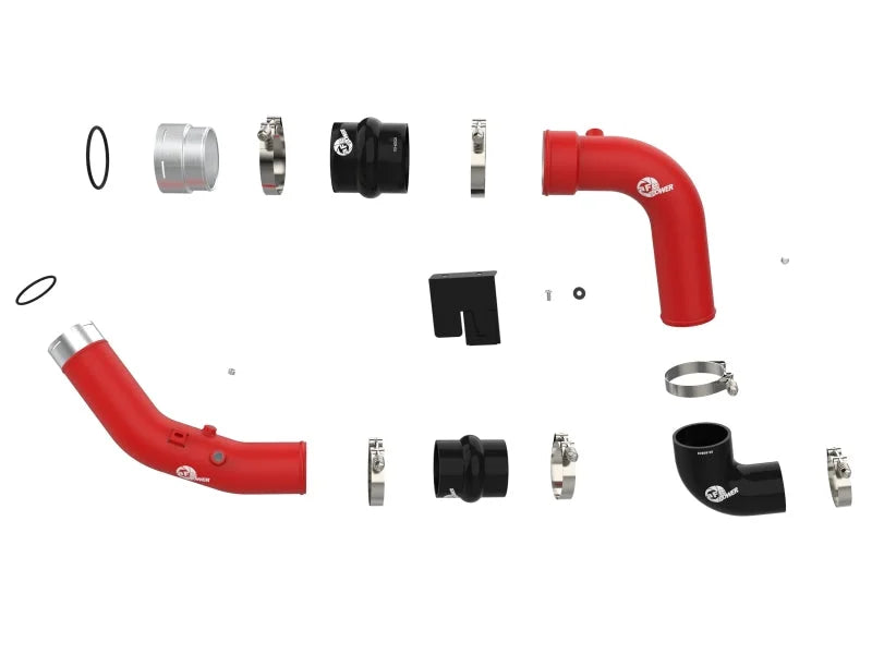 aFe 23-25 Ford F250/F350 Super Duty V8-6.7L BladeRunner Aluminum Hot & Cold Charge Pipe Kit - Red - Additional View 8