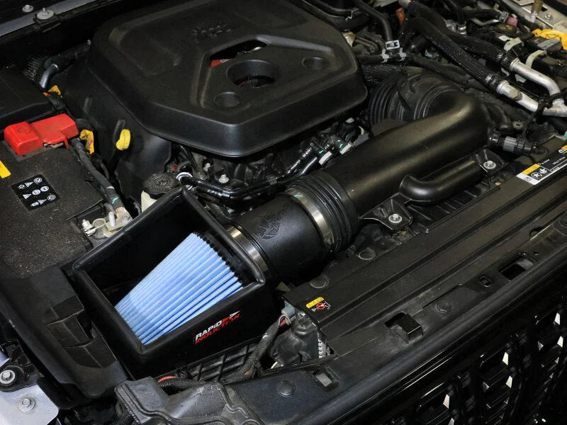 aFe 24-26 Jeep Wrangler JL L4-2.0L Rapid Induction Cold Air Intake System w/ D2 Dura-Dry Filter - Side View