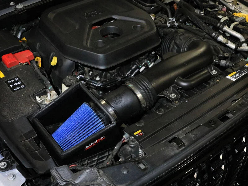 aFe 24-26 Jeep Wrangler JL L4-2.0L Rapid Induction Cold Air Intake System w/ Pro 5R Filter - Side View