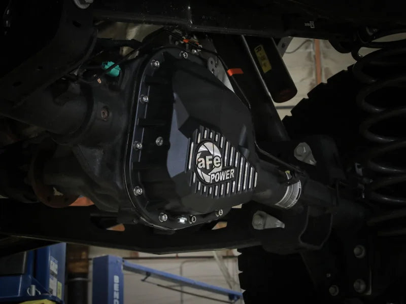 aFe 97-23 Ford F-150 Pro Series Rear Differential Cover Black w/ Machined Fins - Side View
