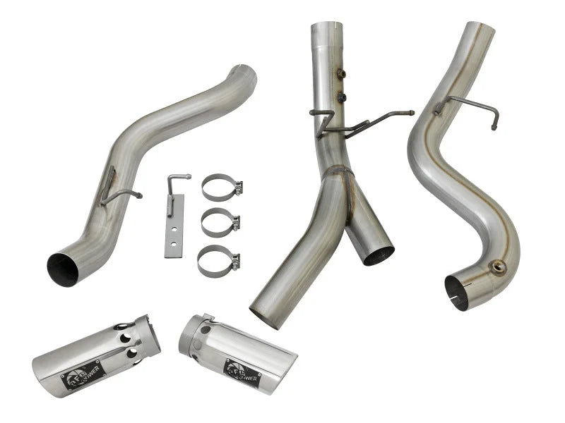 aFe ATLAS 4in DPF-Back Alum Steel Exhaust System w/Dual Exit Polished Tip 2017 GM Duramax 6.6L (td) - Additional View 7