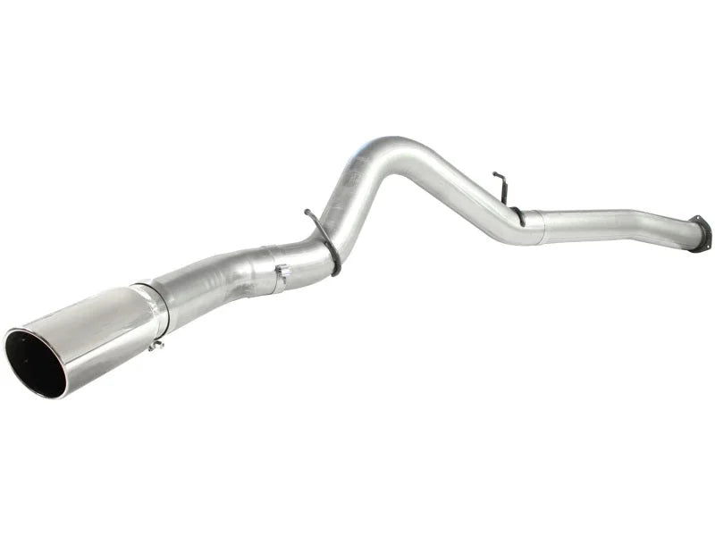 aFe ATLAS 5in DPF-Back Alum Steel Exhaust System Polished Tip GM Diesel Trucks 7.5-10 V8-6.6L td LMM - Side View