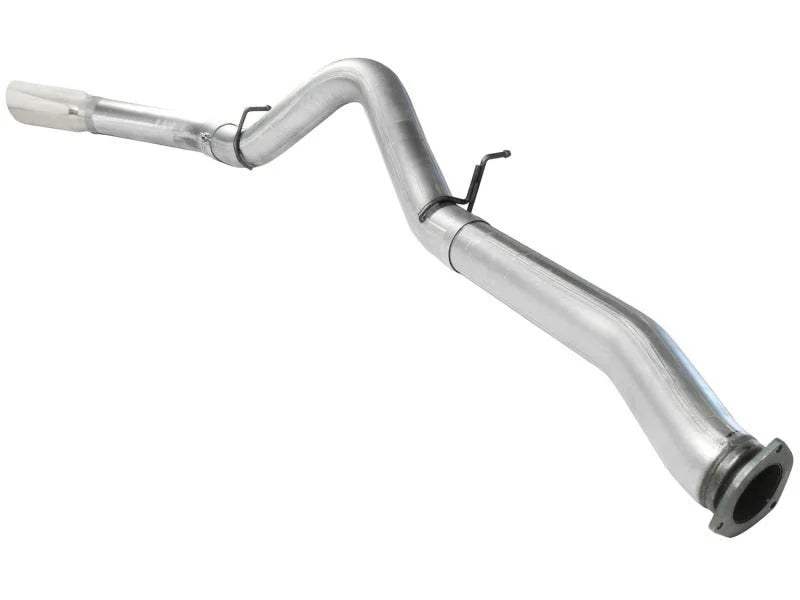 aFe ATLAS 5in DPF-Back Alum Steel Exhaust System Polished Tip GM Diesel Trucks 7.5-10 V8-6.6L td LMM - Back View