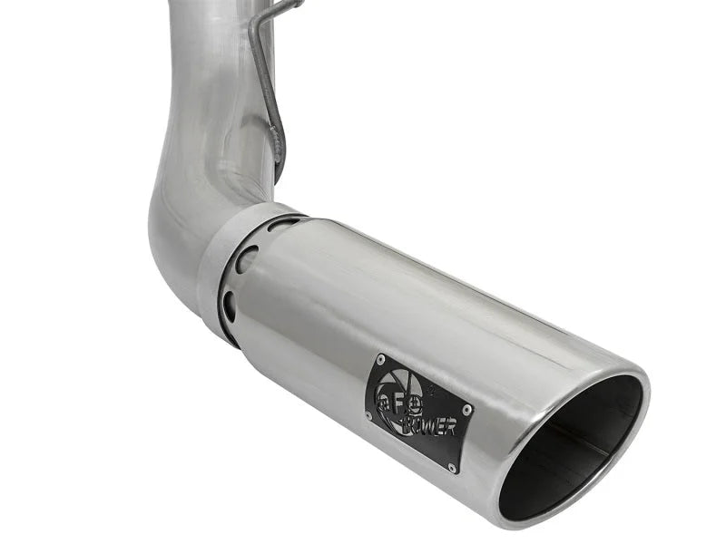 aFe ATLAS 5in DPF-Back Alum Steel Exhaust System w/Polished Tip 2017 Ford Diesel Trucks V8-6.7L (td) - Installation View