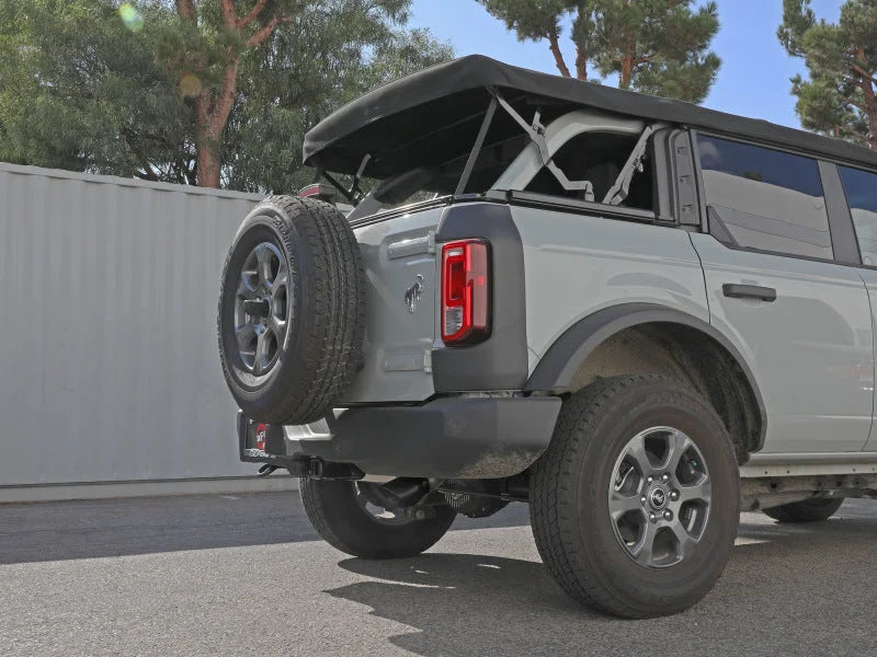aFe Apollo GT 3in 409 SS Cat-Back Exhaust 2021 Ford Bronco L4-2.3L (t)/V6-2.7L (tt) w/ Black Tip - Side View