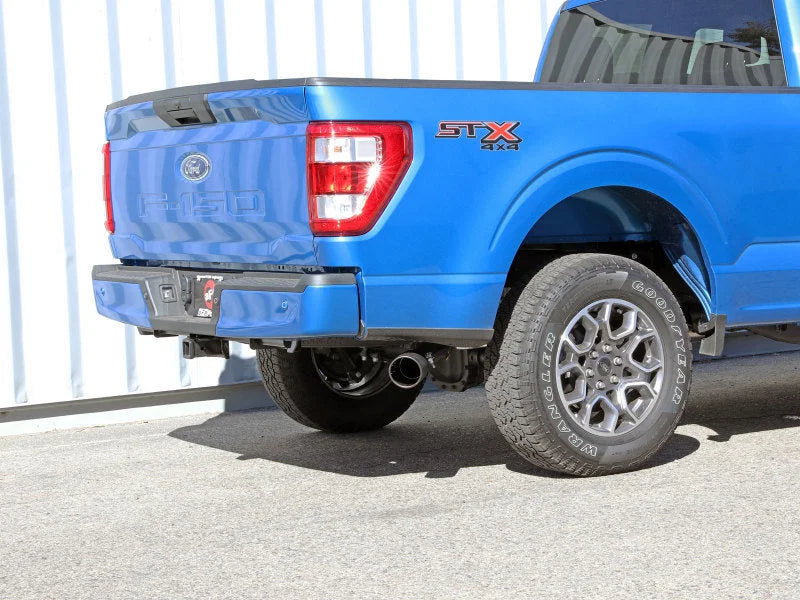 aFe Apollo GT 3in 409 SS Cat-Back Exhaust 2021 Ford F-150 V6 2.7L/3.5L (tt)/V8 5.0L w/ Black Tips - Side View