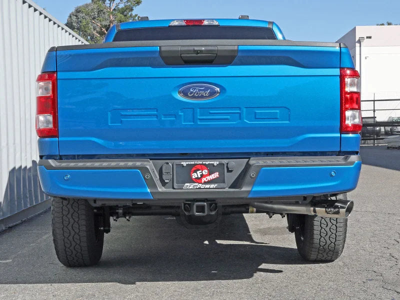 aFe Apollo GT 3in 409 SS Cat-Back Exhaust 2021 Ford F-150 V6 2.7L/3.5L (tt)/V8 5.0L w/ Polished Tips - Back View