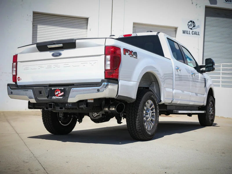 aFe Apollo GT Series 3-1/2in 409 SS Axle-Back Exhaust 17-20 Ford F-250/F-350 6.2/7.3L w/ Black Tips - Installation View
