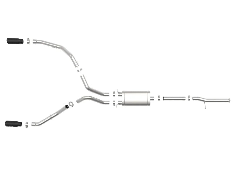 aFe Apollo GT Series 3 IN 409 SS Cat-Back Exhaust System w/ Black Tip GM Sierra 1500 09-18 - Side View