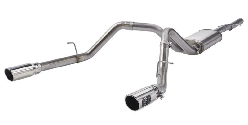 aFe Apollo GT Series 3 IN 409 SS Cat-Back Exhaust System w/ Polish Tip GM Sierra 1500 09-18 - Side View